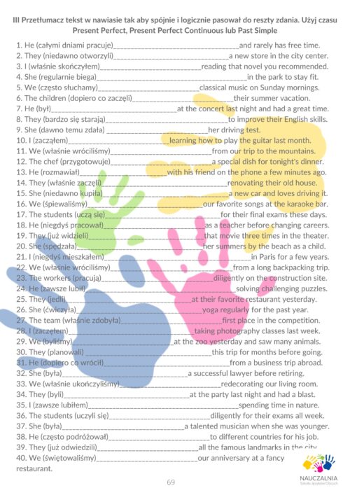 10. Present Perfect Simple, Present Perfect Continuous vs Past Simple Rozdział Podręcznika "Materialnik"