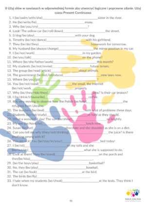 2. Present Continuous Rozdział podręcznika "Materialnik"